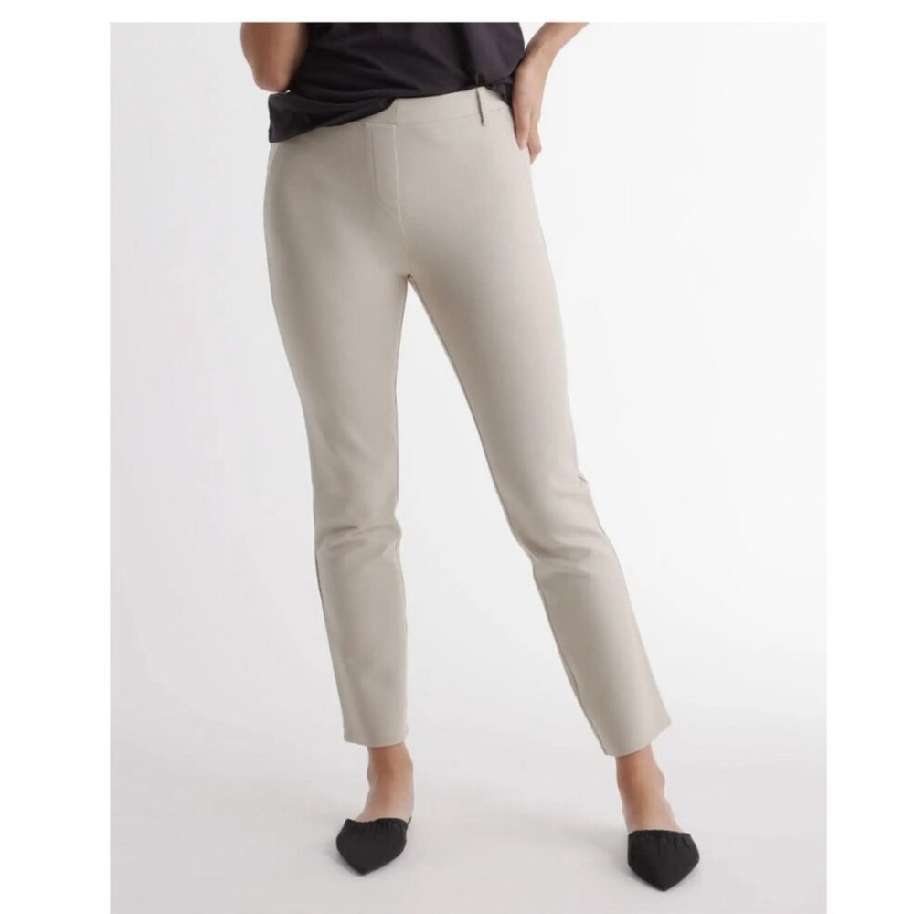 Quince Ultra-Stretch Ponte Straight Leg Pant Ecru Beige Regular 30"- L - NWT